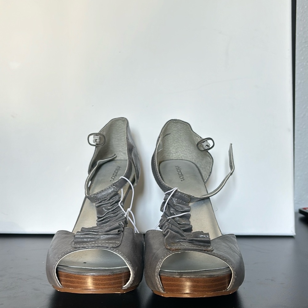 grey scrunch heels